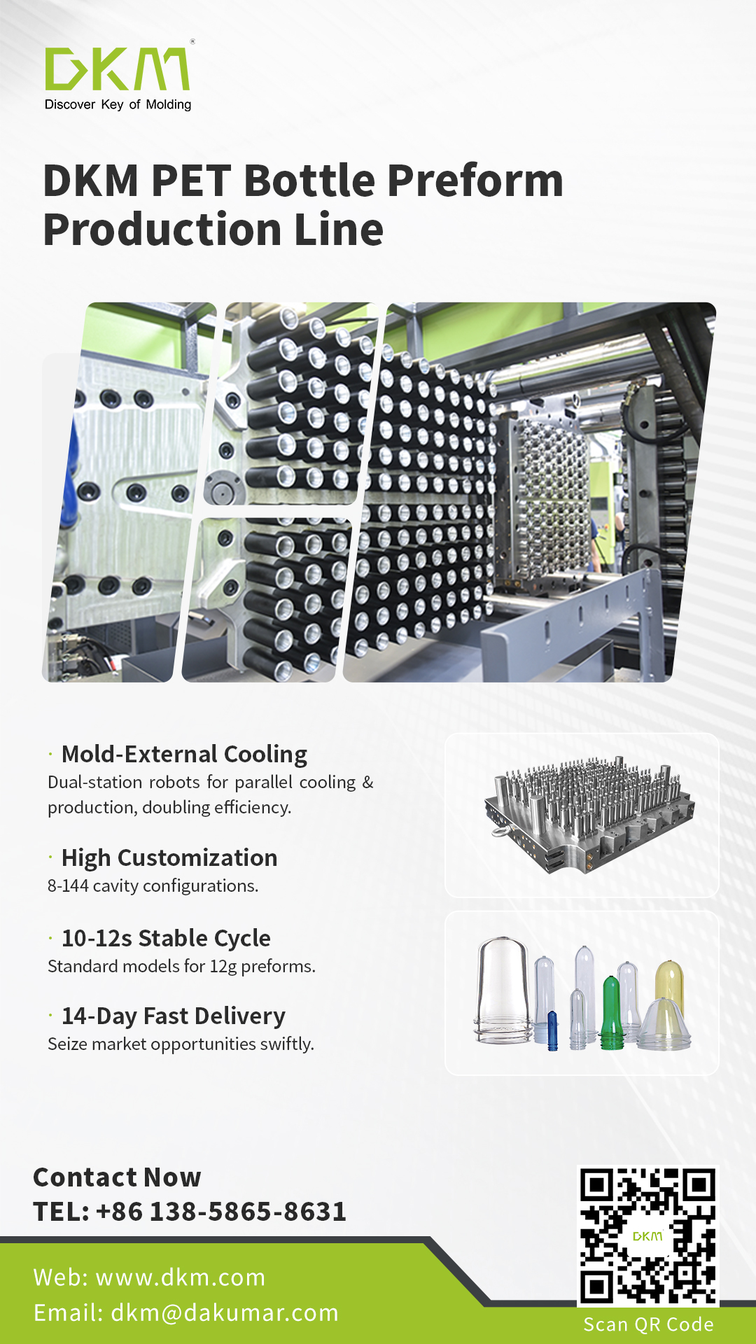 Read more about the article DKM PET Bottle Preform Production Line: Elevating Efficiency with DKM Injection Molds & Automated Systems